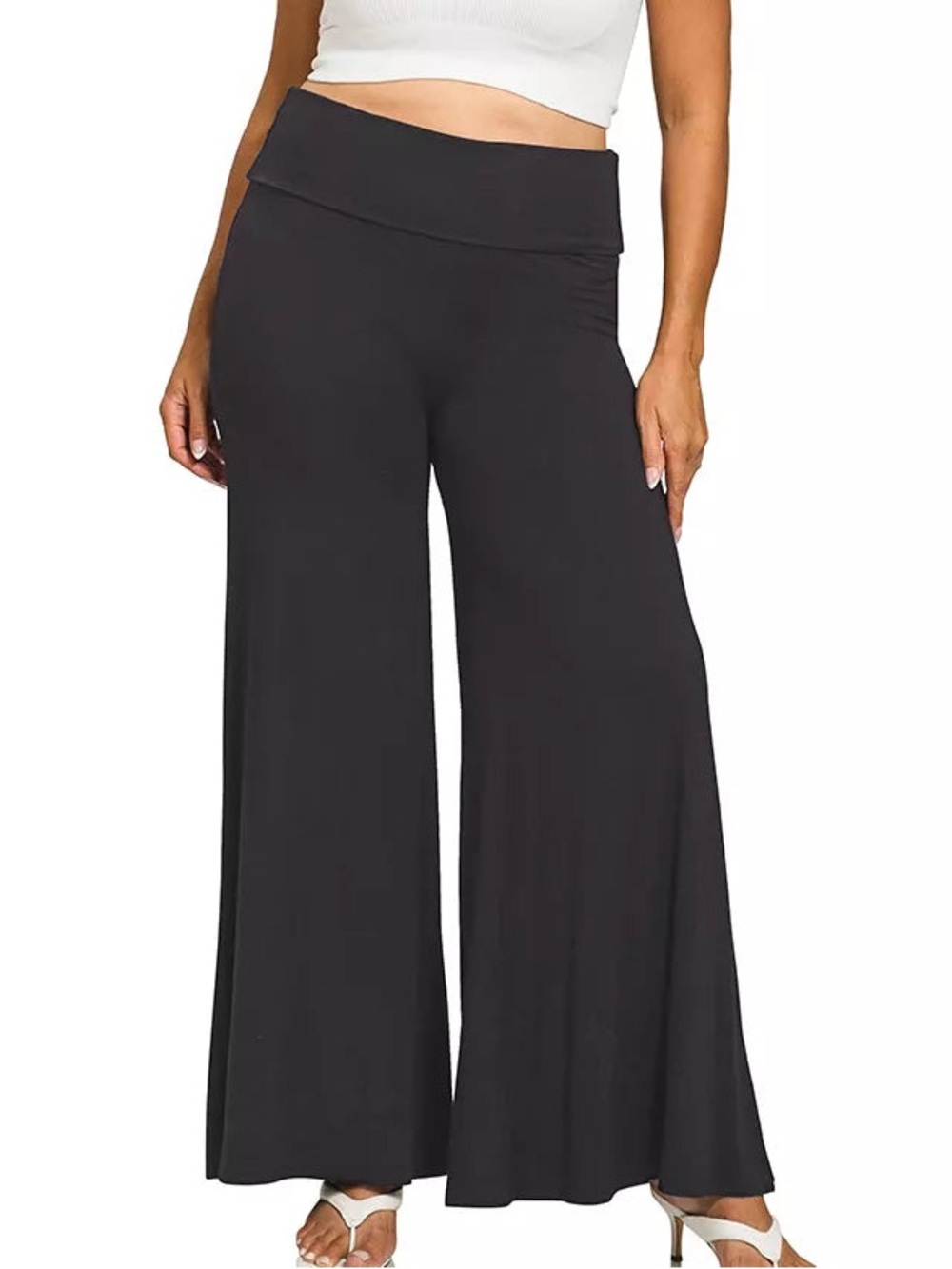 Zenana Full Size Fold-Over Waist Comfy Wide Leg Pants